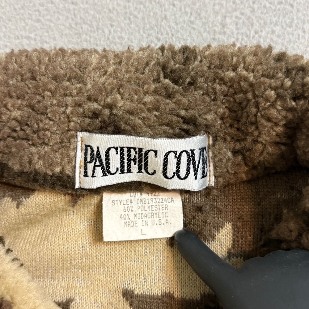 Pacific Cove Vintage Fleece Button Up Shirt Sweater Maple Leaf Tree Nature L - Picture 5 of 8